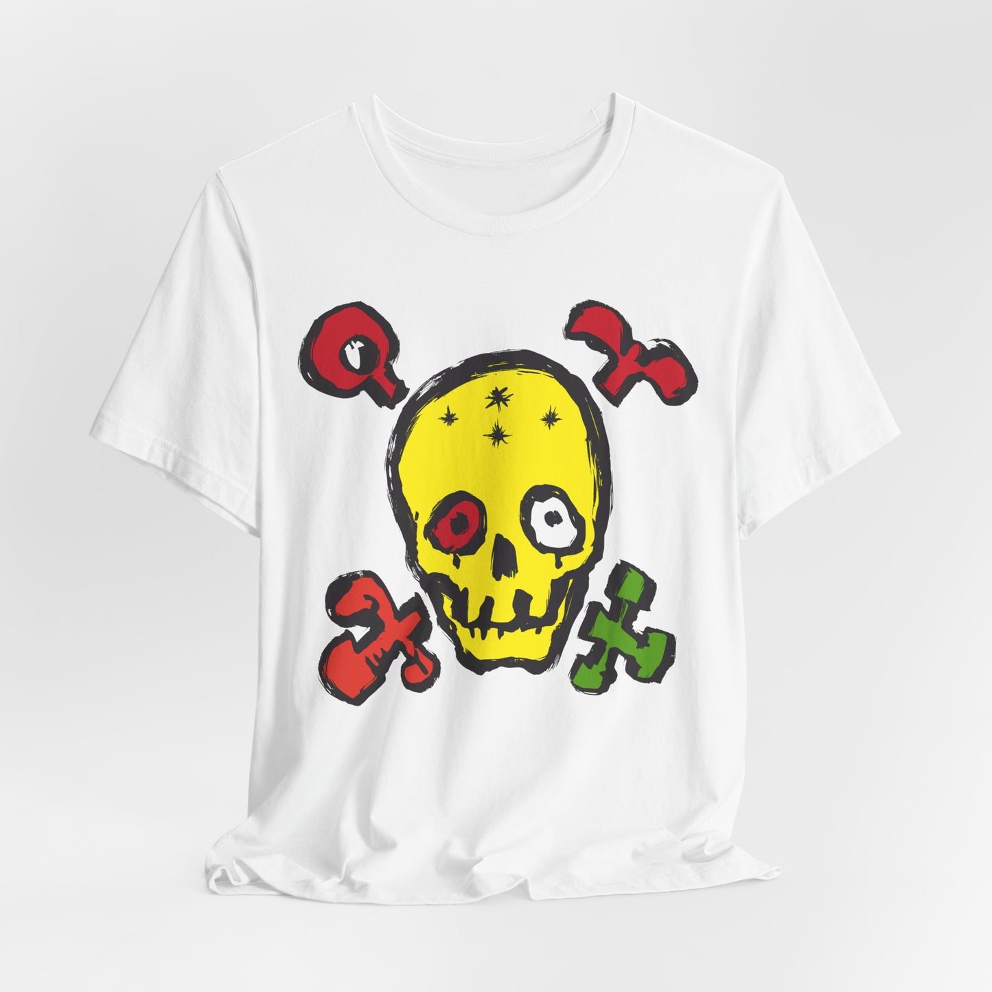 Yellow Skull Graphic Design Tee, Skull Shirt, Vintage Tees, Art Design T-Shirt, Vintage Graphic Tee, Art Shirts with Skulls