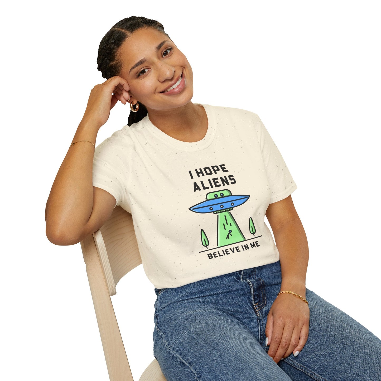 Alien UFO TShirt  I Hope Aliens Believe In Me Cute SciFi Graphic Tee