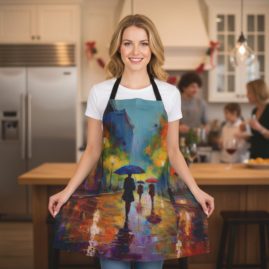 Rainy City 100% Polyester Stain-resistant 31.5 x 25.6  Art Print Canvas Apron 1