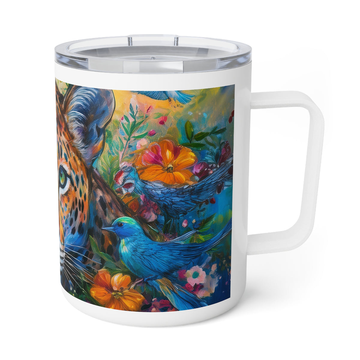 40 Art Design Insulated Coffee Mug Clear Lid 10oz Insulated Coffee Mug 10oz