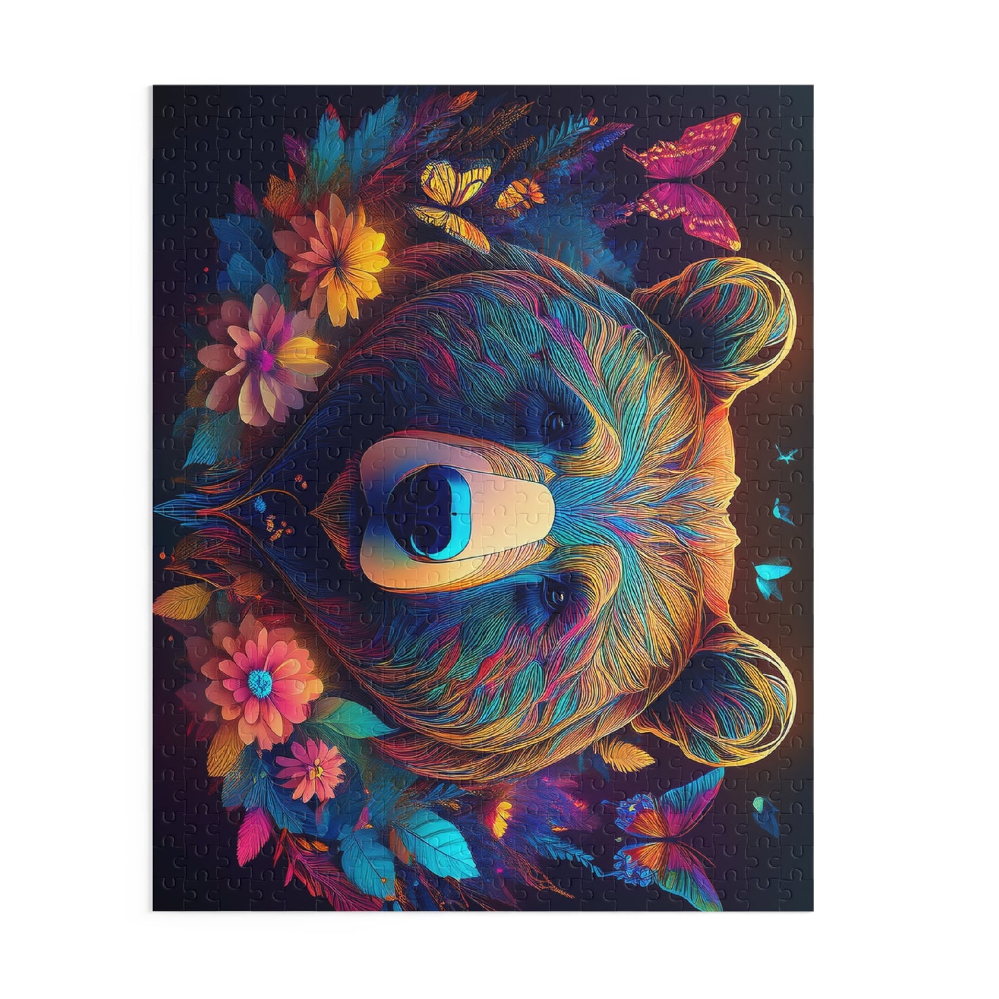 Puzzles-51 Kids Bear Puzzle 500-Piece | Floral Bear Puzzle 500-Piece, Animals Kids Puzzles Size: 16" x 20",  Ages 9+