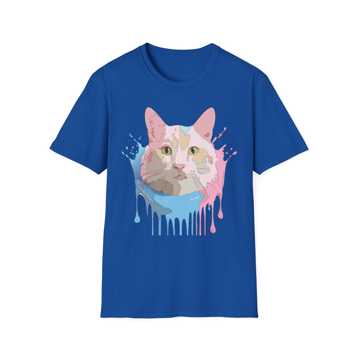 Pastel Drip Cat Portrait T-Shirt | Watercolor Cat Face