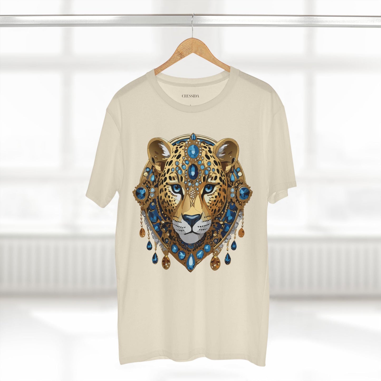Cheetah Graphic Unisex 100 Cotton Tee With Unique Animal Golden Medallion Art Design 47