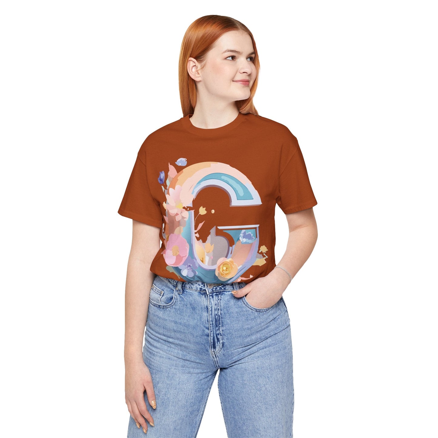 Letter G Shirt Graphic Tee Unisex Short Sleeve Vintage Inspired Artwork Adelpha Print
