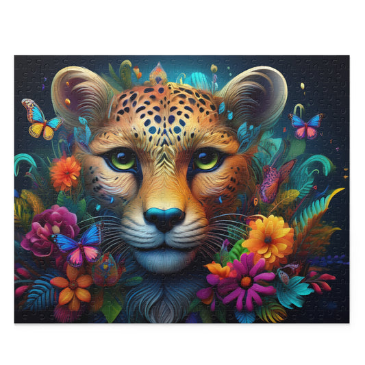 Puzzles-27 Kids Cheetah Puzzle 500-Piece  Floral Cheetah Puzzle 500-Piece, Animals Kids Puzzles Size: 16" x 20",  Ages 9+