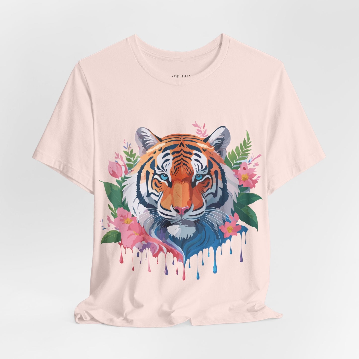 Tiger Graphic Tee Unisex Short Sleeve Shirt With Vintage Inspired Artwork By Adelpha