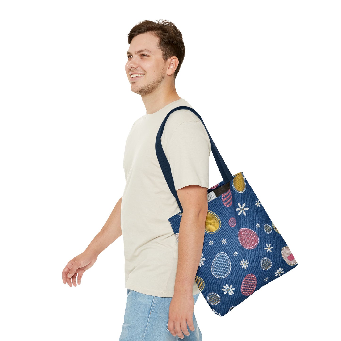 Easter Graphic Design Denim Fabric Imitation Print Unisex Canvas Bag Poly Spun 3 Sizes Tote Bag 204-15