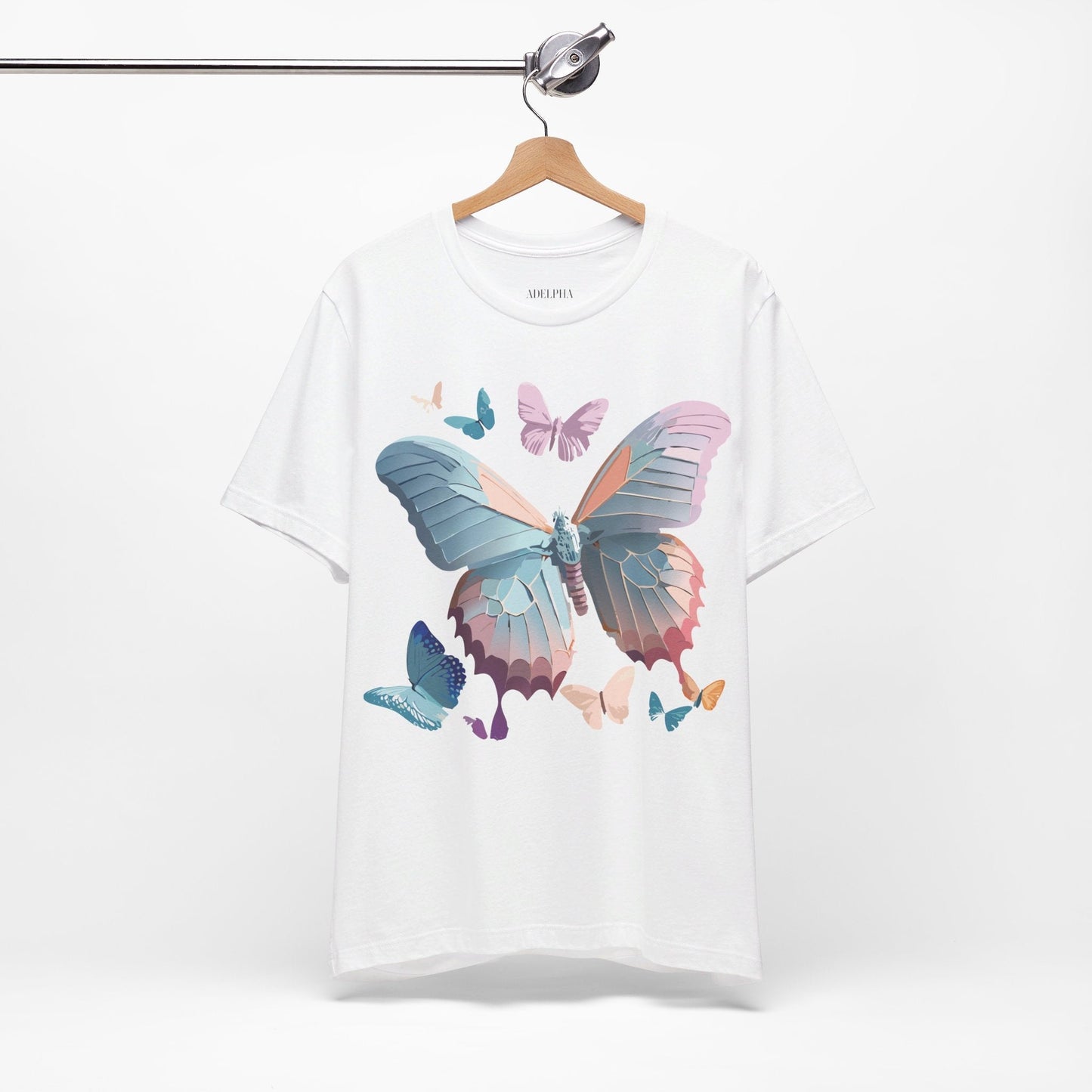 Butterfly Graphic Short Sleeve Tee Unisex Vintage Art Shirt By Adelpha