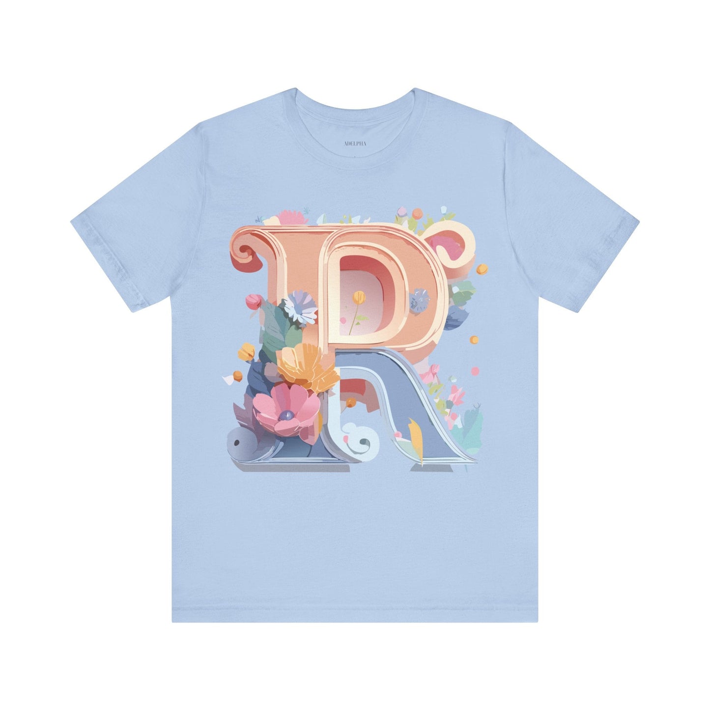 Letter R Shirt Graphic Tee Unisex Short Sleeve By Adelpha Vintage Art Design Tee