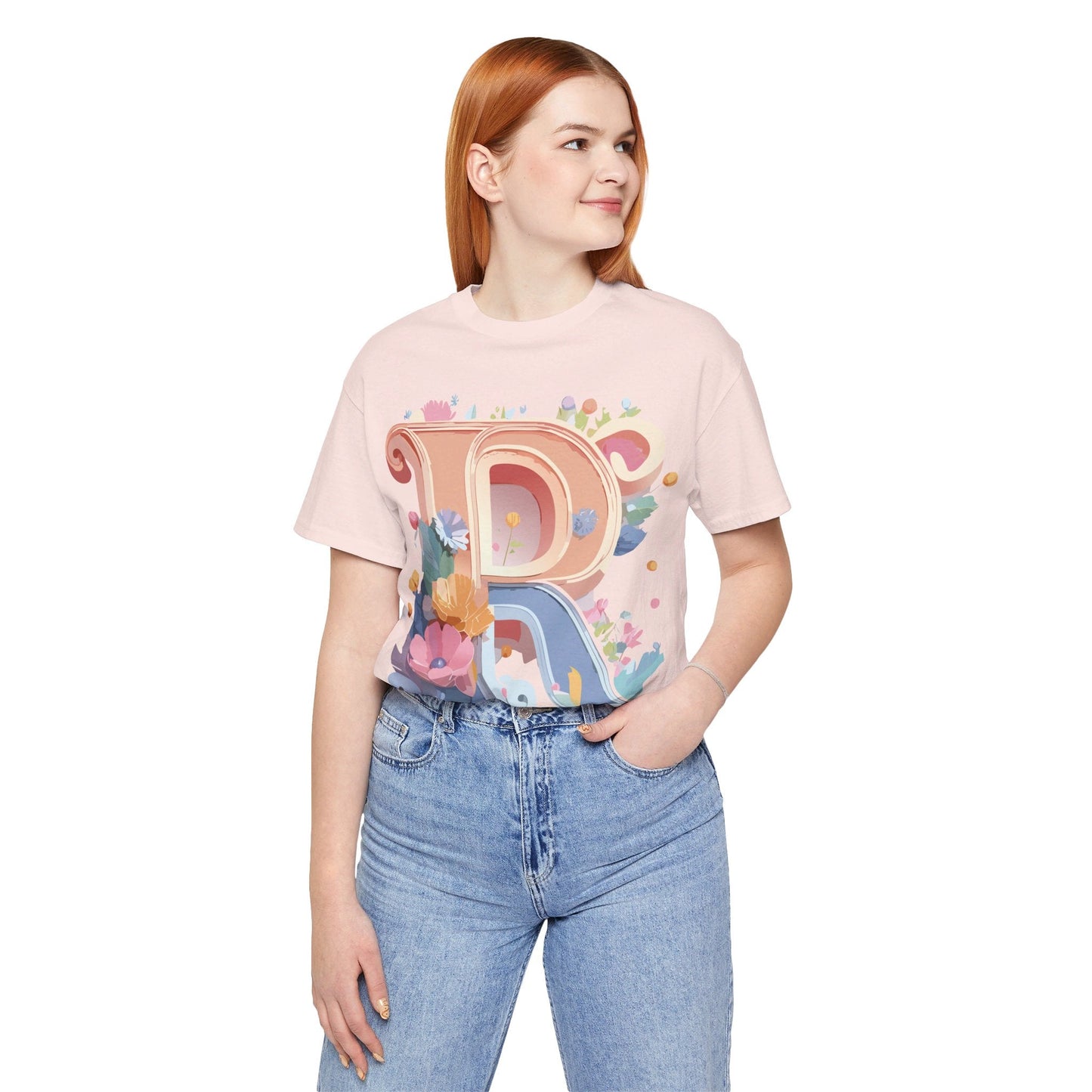 Letter R Shirt Graphic Tee Unisex Short Sleeve By Adelpha Vintage Art Design Tee