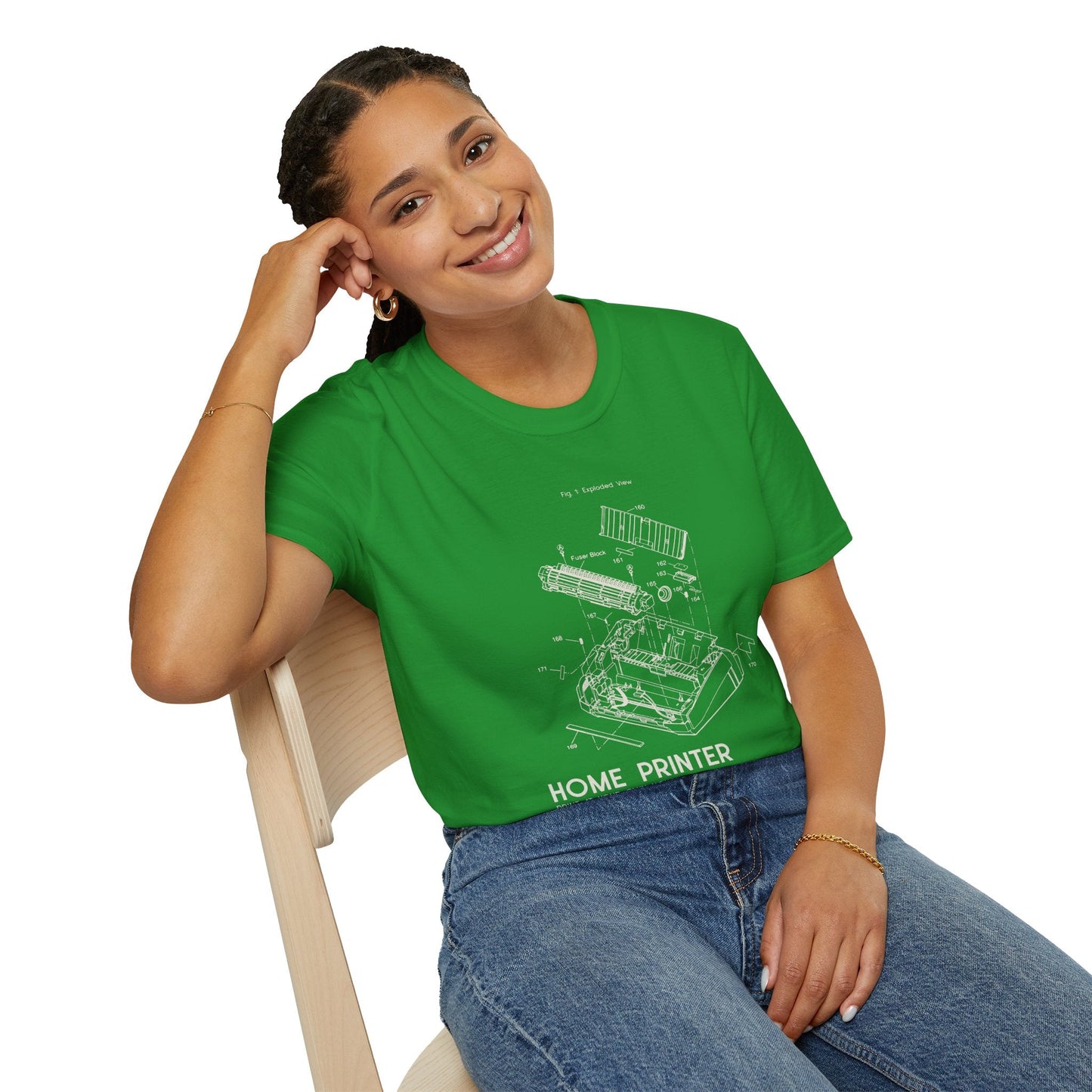 Unisex Cotton T-Shirt Vintage Home Printer Blueprint Tee Home Printer Works 4 Microdots Slogan