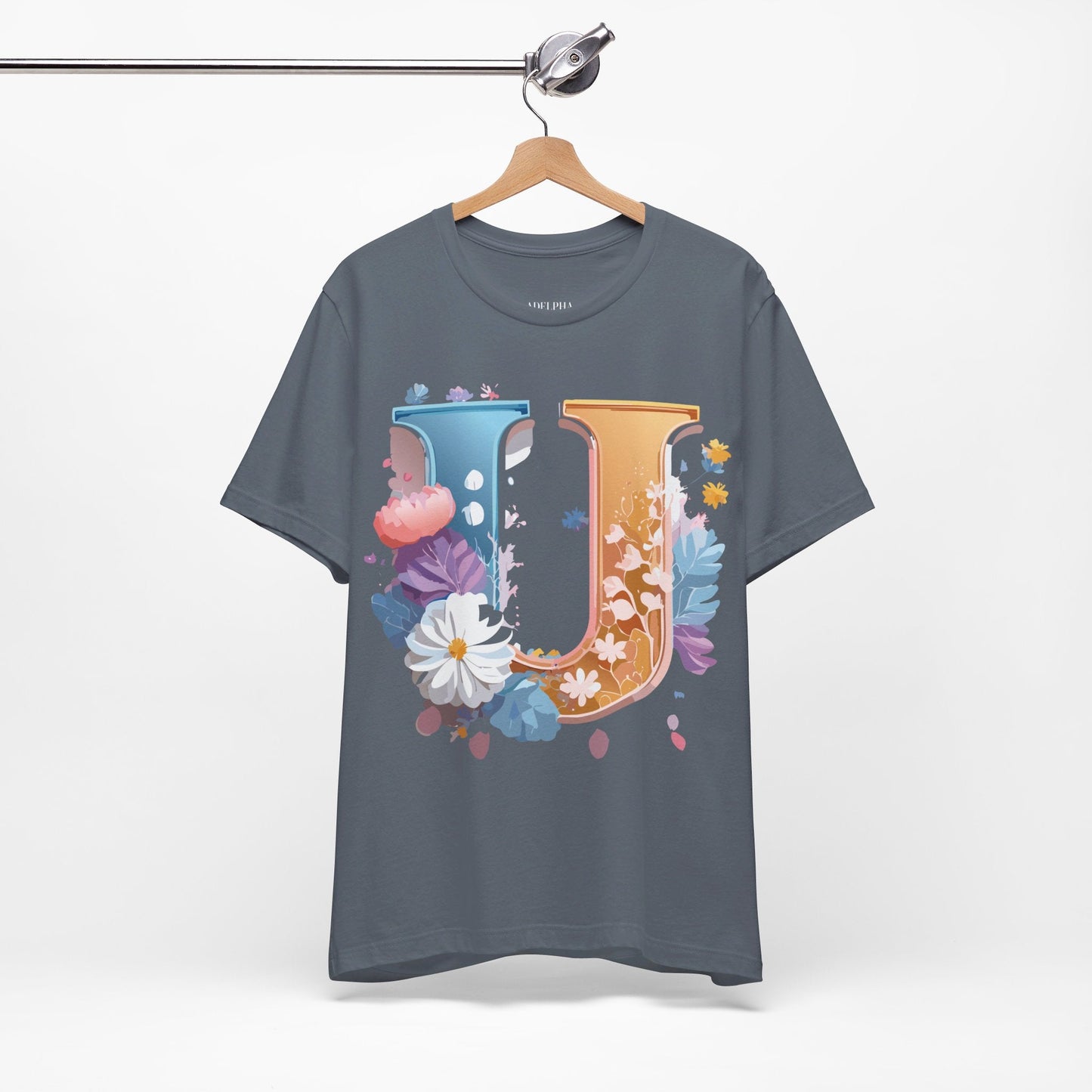 Letter U Graphic Tee Unisex Jersey Short Sleeve Premium Adelpha Art Design Shirt