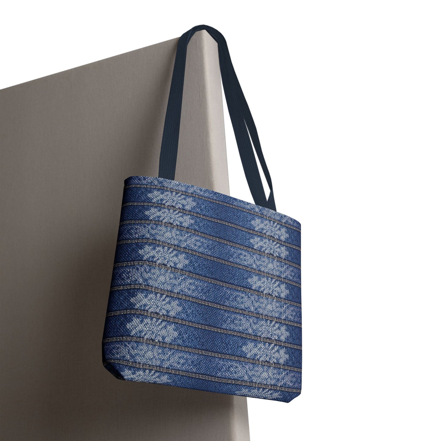 Denim Fabric Imitation Print Unisex Canvas Bag Poly Spun 3 Sizes Tote Bag 113