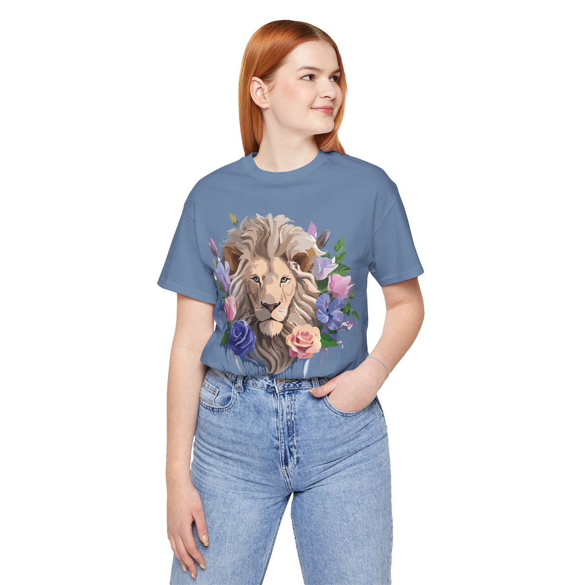 Lion Graphic Unisex Cotton Bella+Canvas Tee with Art Animal Design e50