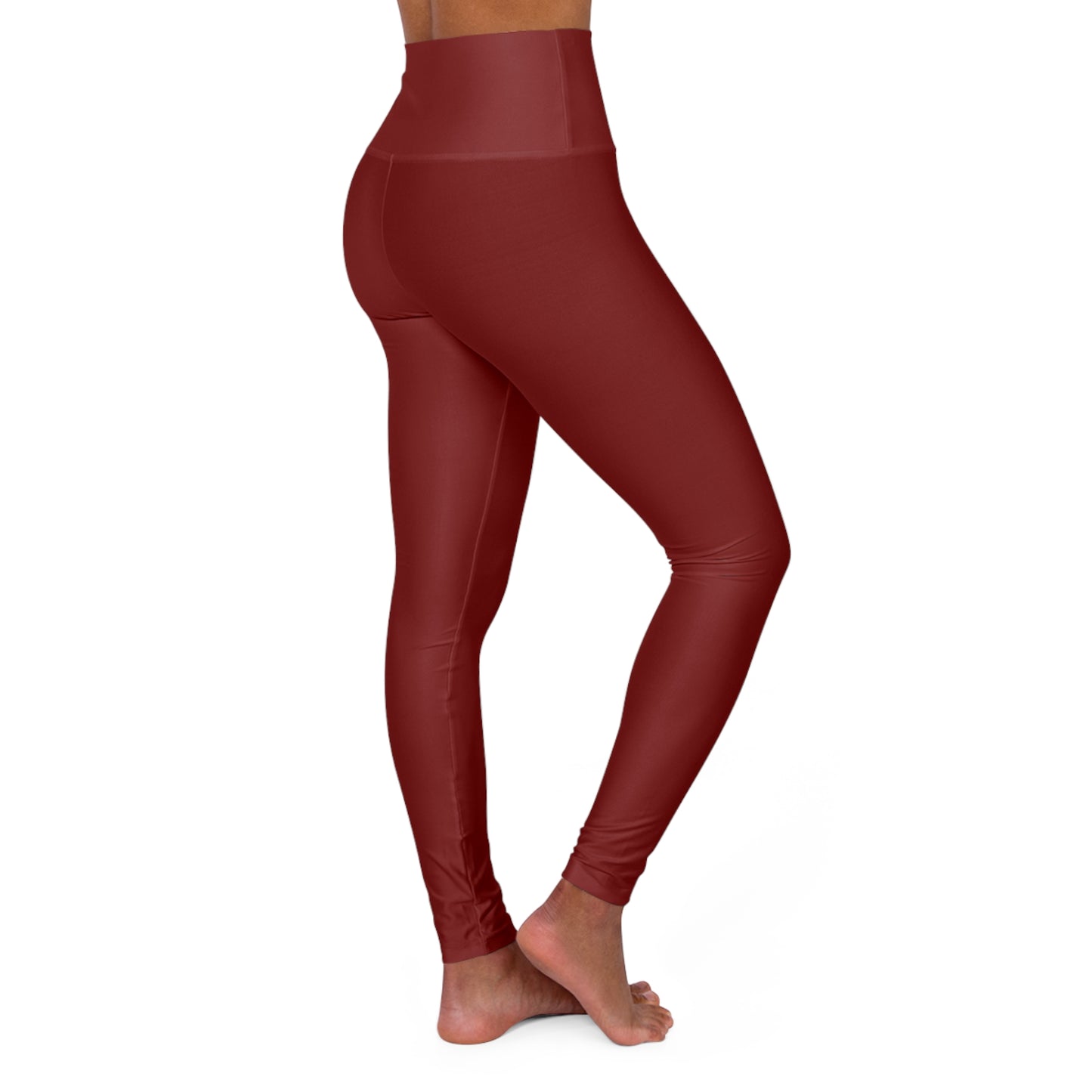 Maroon Red Color High-Waist Yoga Leggings Women's Seamless Poly-Span Stretchy Pants XS-2XL