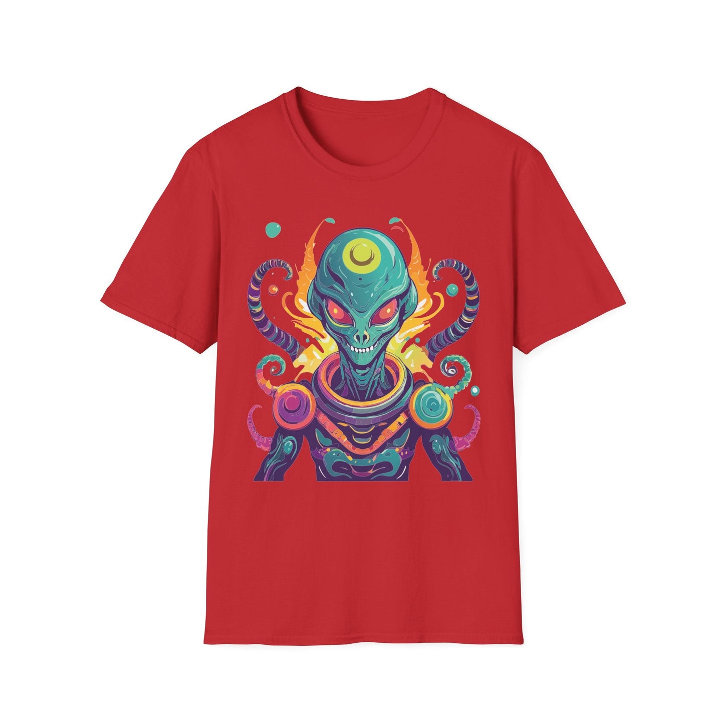 Alien Cosmos Unisex T Shirt With Aliens Design Gildan Softstyle 64000 Comfortable Lightweight Tee
