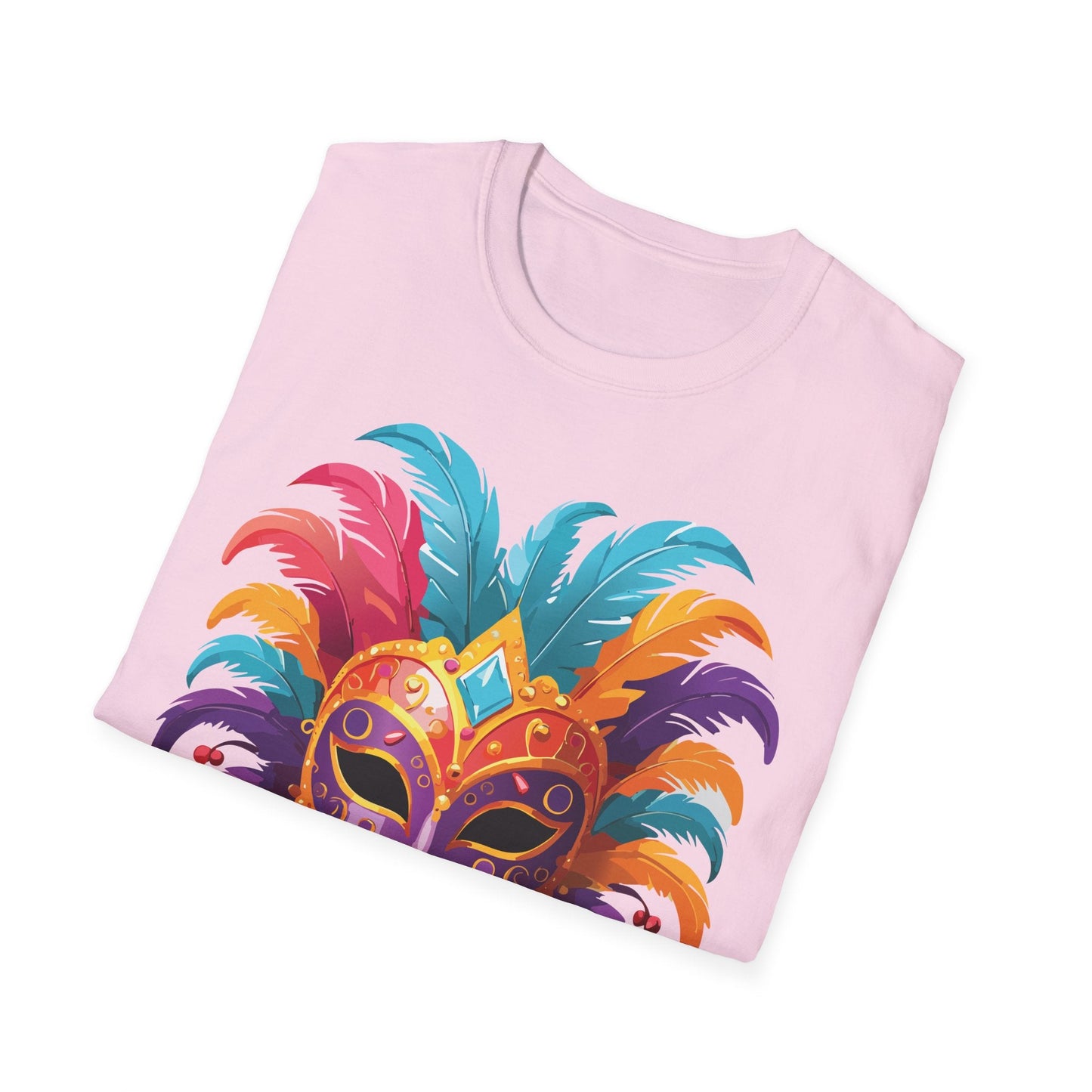 Unisex Gildan Softstyle Mask Tee Shirt With Art Design Casual Everyday Wear Masquerade Tee
