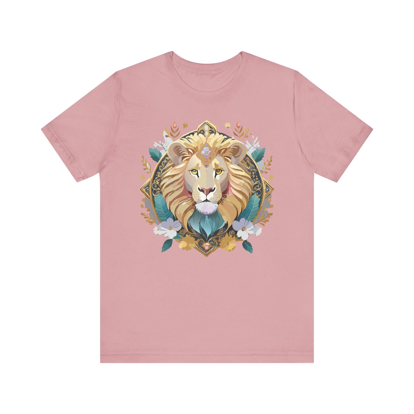 Unisex Lion Graphic Tee, Animal Shirt, Tee Shirt with Lion, Medallion T-Shirt, Animal Medallion Tees 2