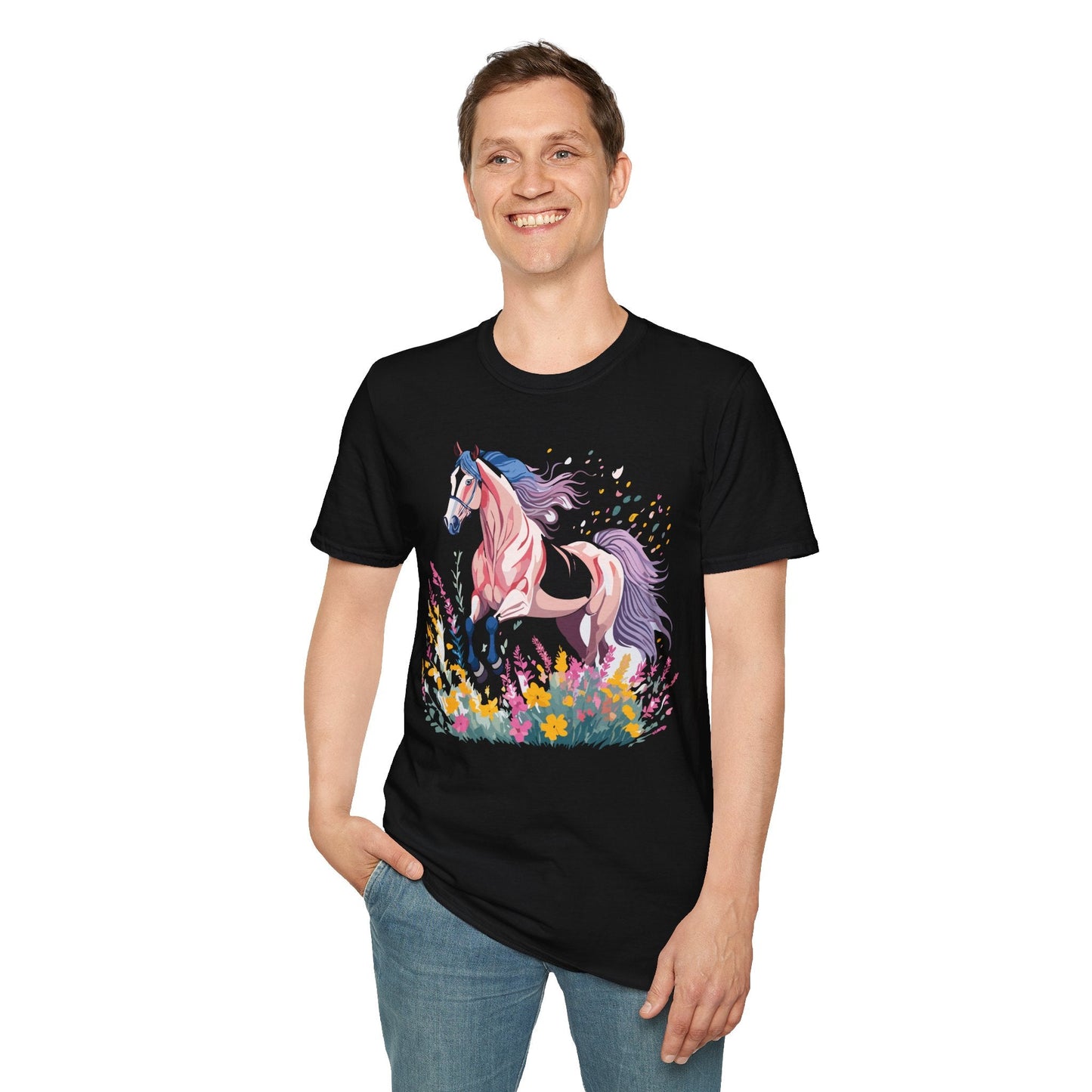 Horse Shirt Unisex Tee Animal Print Gildan Softstyle 64000 Ring Spun Cotton