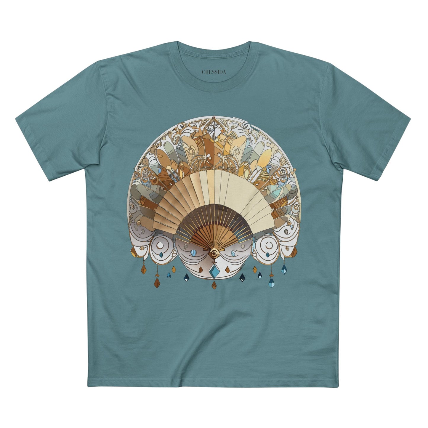 Antique Fan Graphic Design T-Shirt Unisex 100 Cotton Floral Carnival Artwork Tee 11
