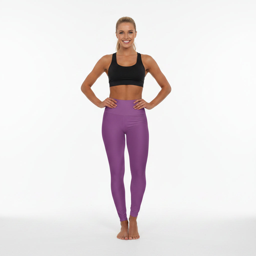 Grape Soda Bordo Color High-Waist Yoga Leggings Women's Seamless Poly-Span Stretchy Pants XS-2XL