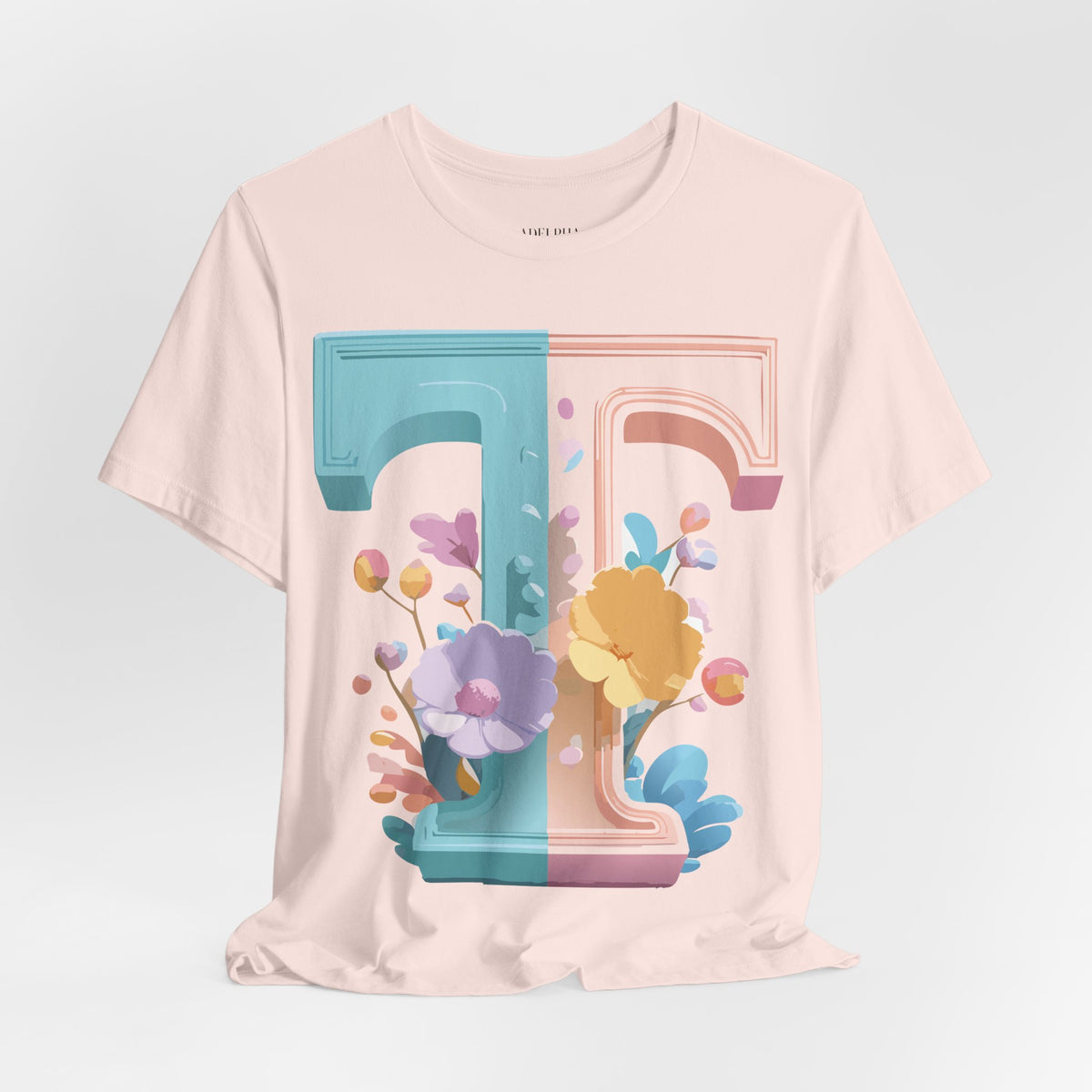 Letter T Graphic Unisex Cotton Bella+Canvas Tee with Art Letter Design