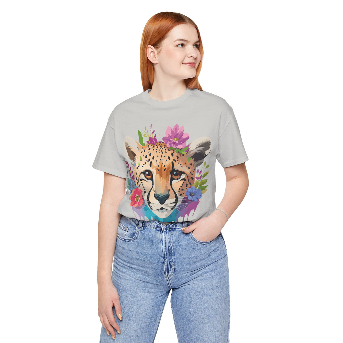 Cheetah Graphic Unisex Cotton Bella+Canvas Tee with Art Animal Design e11