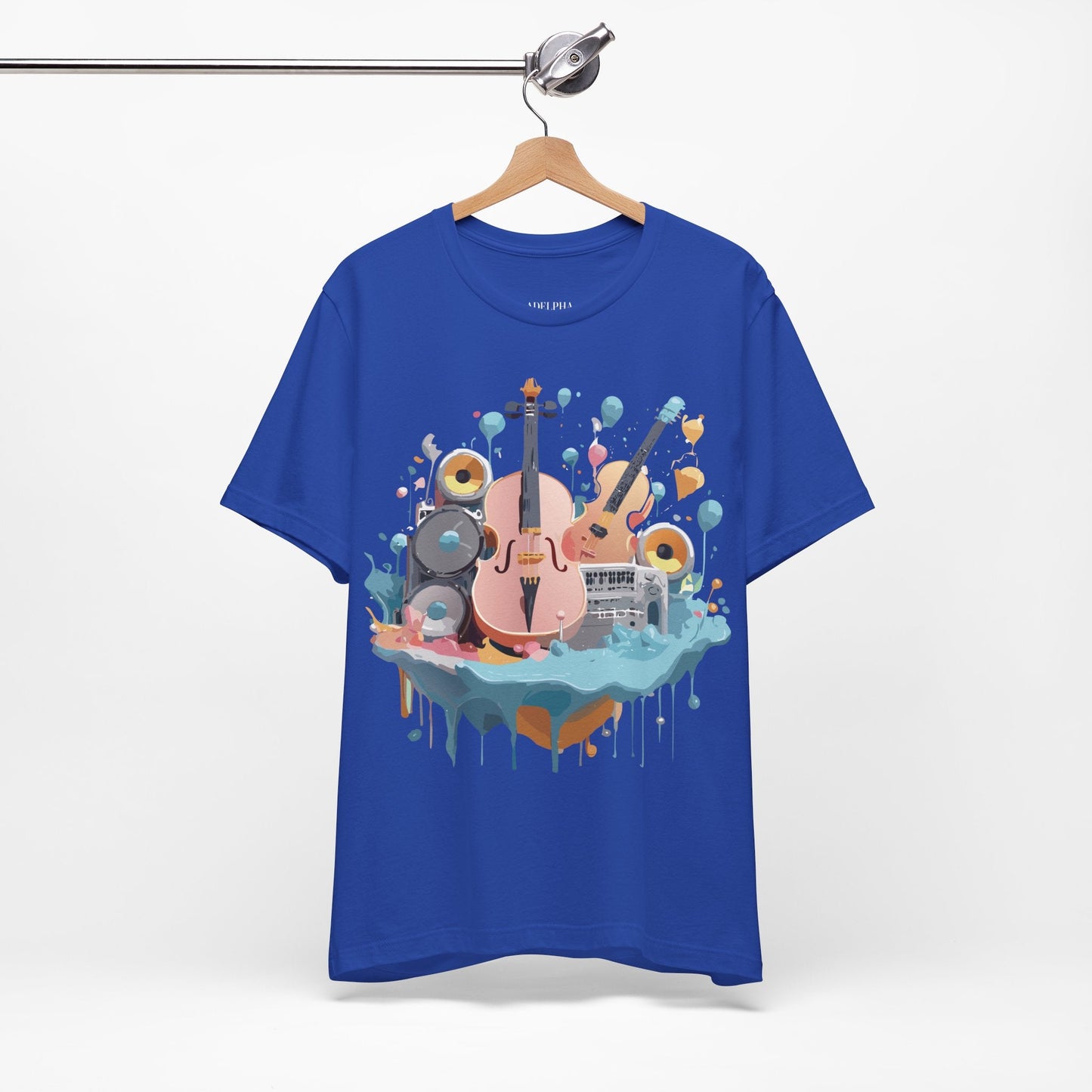 Music Graphic Unisex 100 Cotton Vintage Art with Musical Elements Tee 90