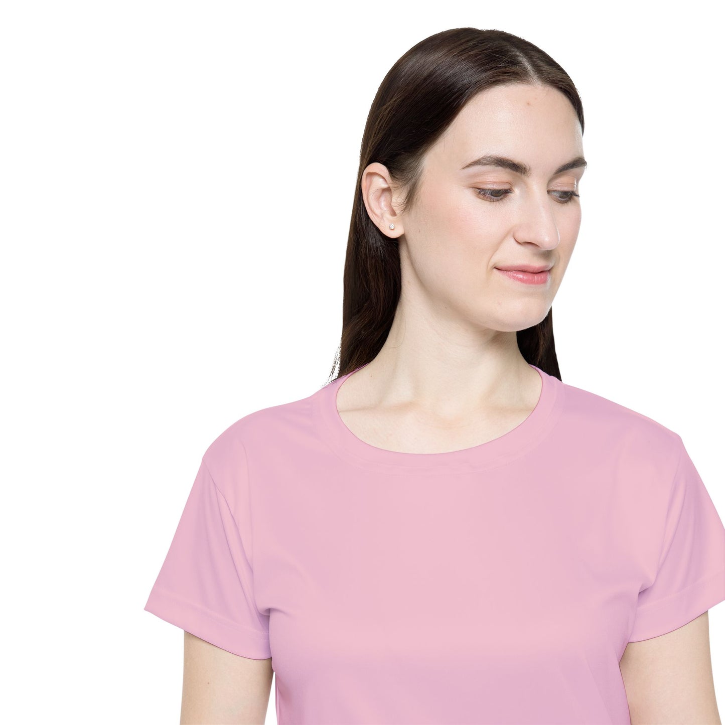 Pastel Petal Pink Women's Sports Jersey Short Sleeves 100% Poly Solid Ligh Pink Color Print Athletic Tee