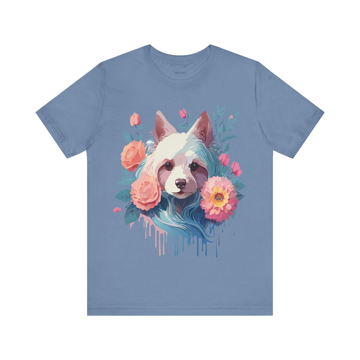 Dog Graphic Unisex Cotton Bella+Canvas Tee with Art Animal Design d06