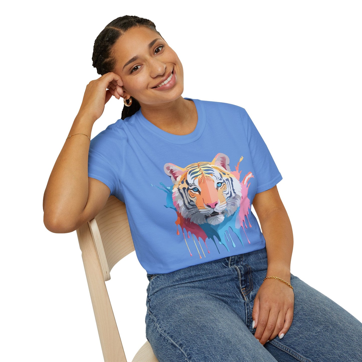 Tiger Print Unisex Softstyle T Shirt Gildan 64000 Comfort Tee
