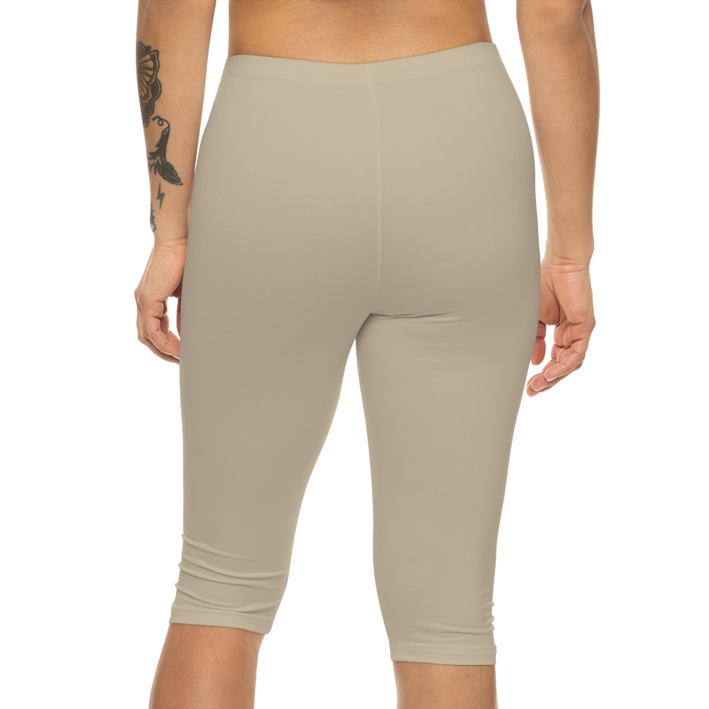 Pale Oak Color Women's Brushed Suede Poly Span Casual Capri Leggings XS-2XL