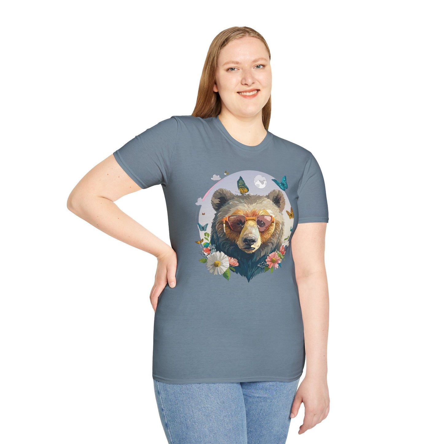 Bear T Shirt Unisex Softstyle Tee 100 Percent Ring Spun Cotton Gildan 64000 Comfortable Wear