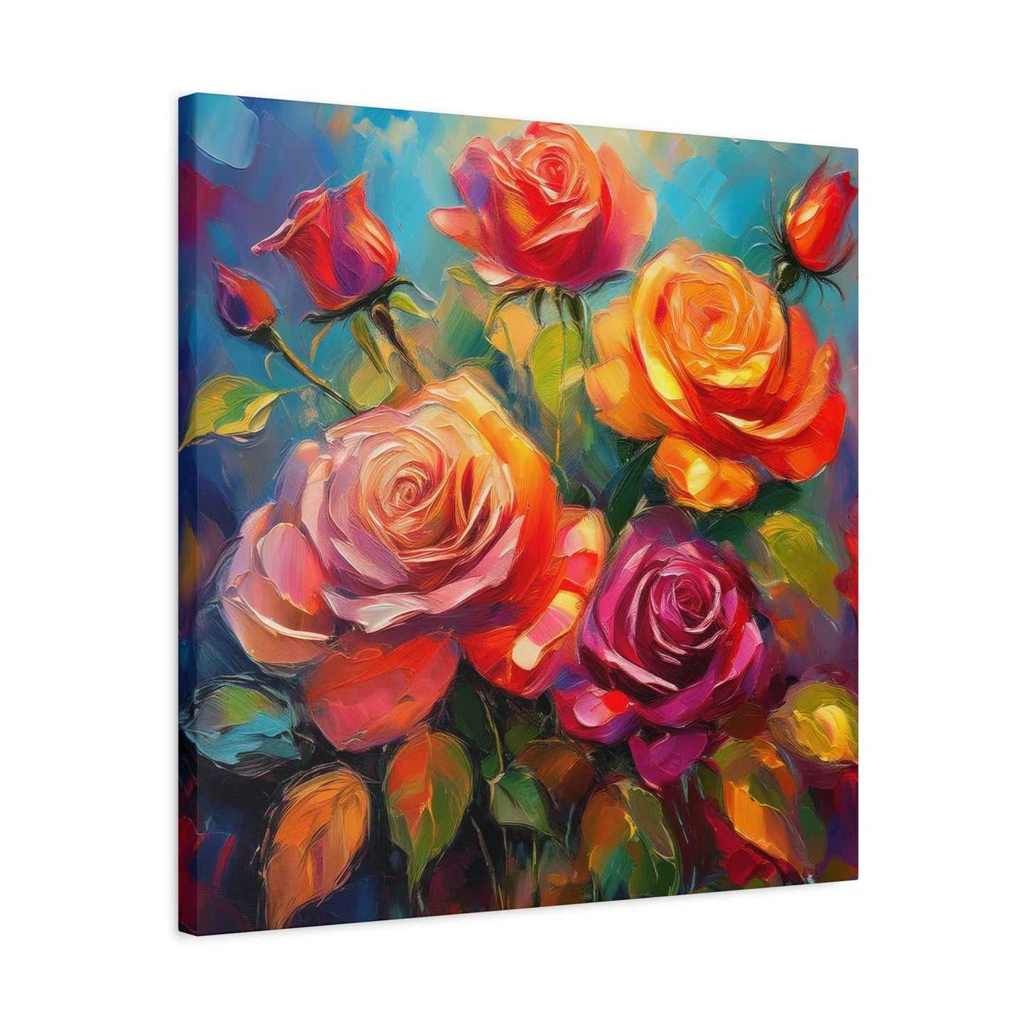 Orange Roses Print Canvas, Roses Oil Paint Print 20x20, 24x24, 30x30, 32x32, 36x36, Floral Art Design Print Non-Frame MC-17