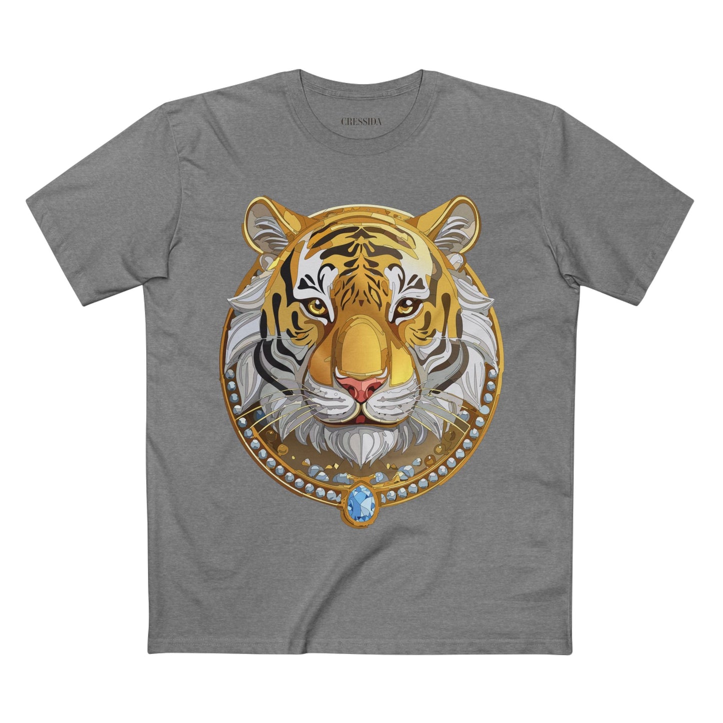Tiger Graphic Unisex 100 Cotton Tee With Unique Animal Golden Medallion Art Design 4