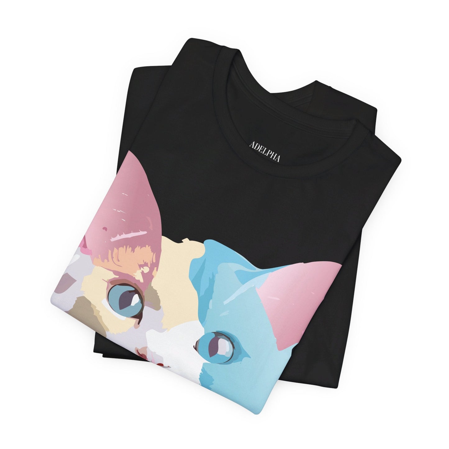 Cat Graphic Tee Unisex Short Sleeve Shirt With Vintage Adelpha Artwork
