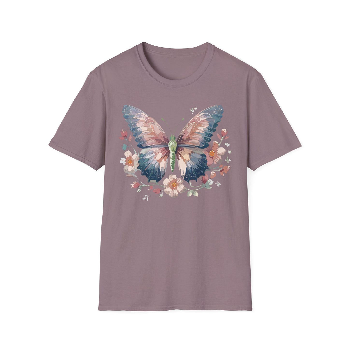 Butterfly Print T Shirt Monarch Unisex Gildan Softstyle 64000 Cotton Tee For Everyday Comfort