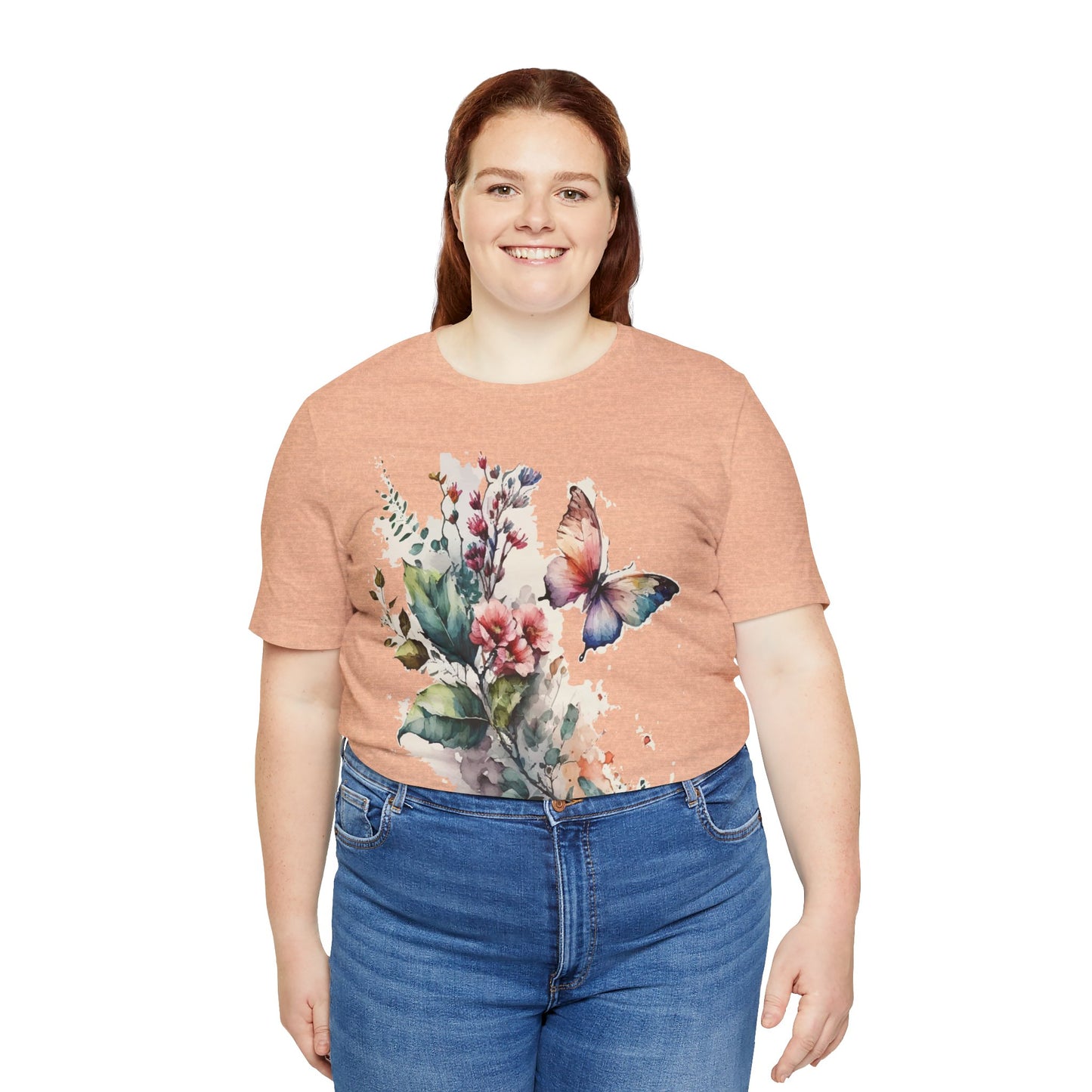 Cotton Tee Shirt with Butterfly Prints