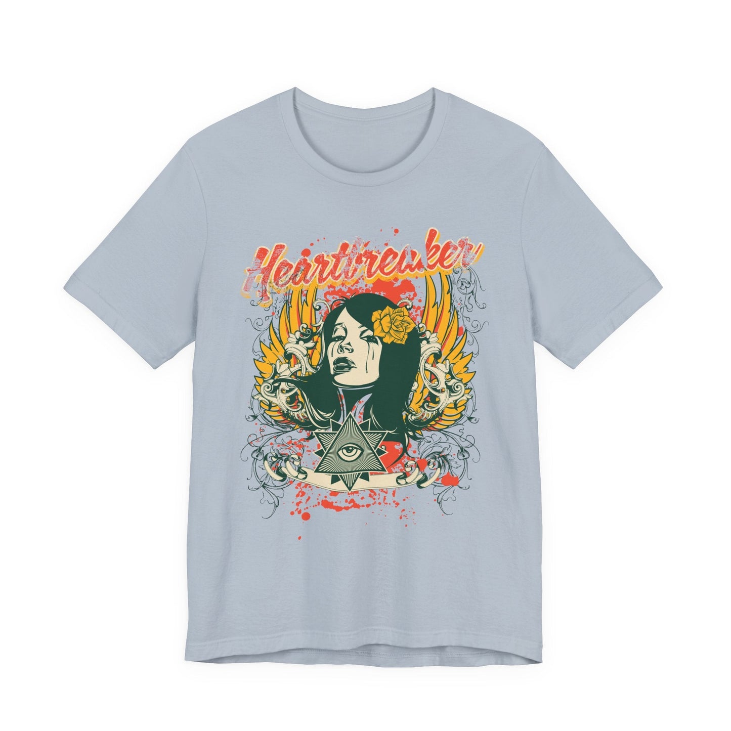 Heartbreaker Illustration Tee Retro Femme Portrait Floral Skull Graphic T-Shirt