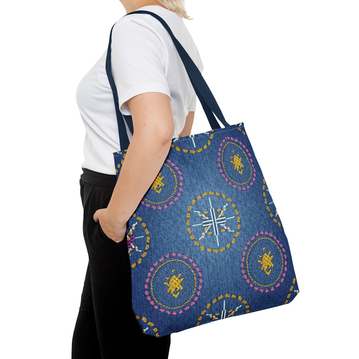 Diwali Graphic Denim Fabric Imitation Print Unisex Canvas Bag Poly Spun 3 Sizes Tote Bag 205-3