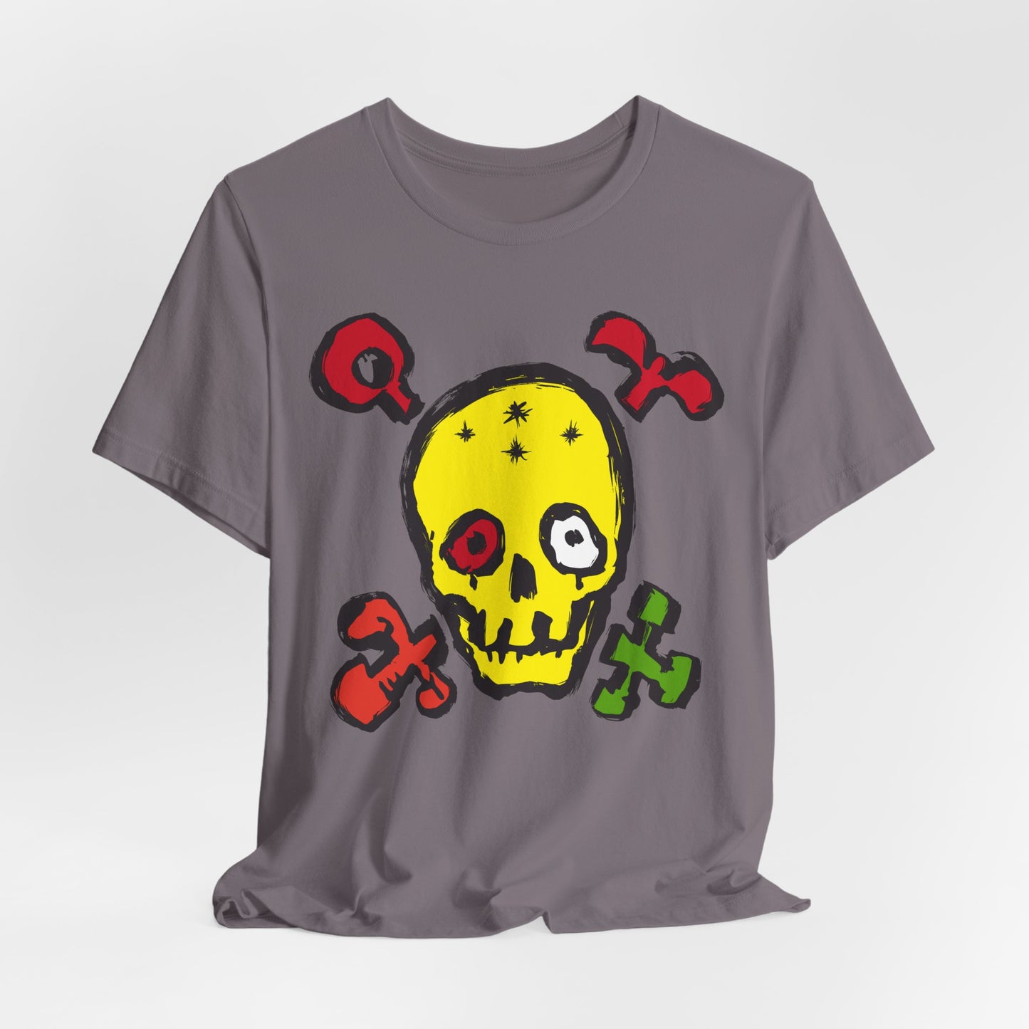 Yellow Skull Graphic Design Tee, Skull Shirt, Vintage Tees, Art Design T-Shirt, Vintage Graphic Tee, Art Shirts with Skulls