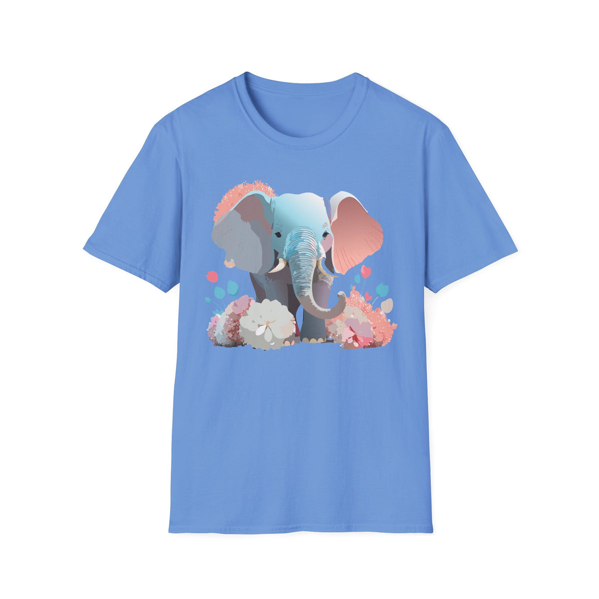 Pastel Elephant Illustration T-Shirt | Cute Watercolor Elephant Tee