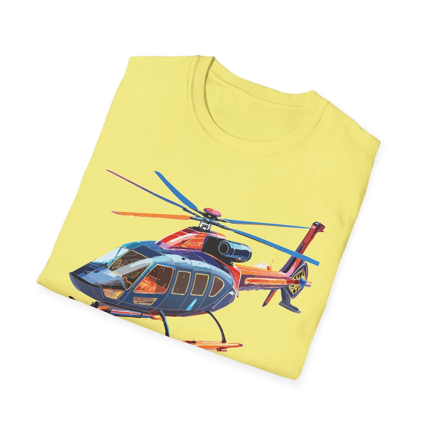 Chopper Helicopter Graphic T Shirt Unisex Softstyle Cotton Short Sleeve Artwork Design