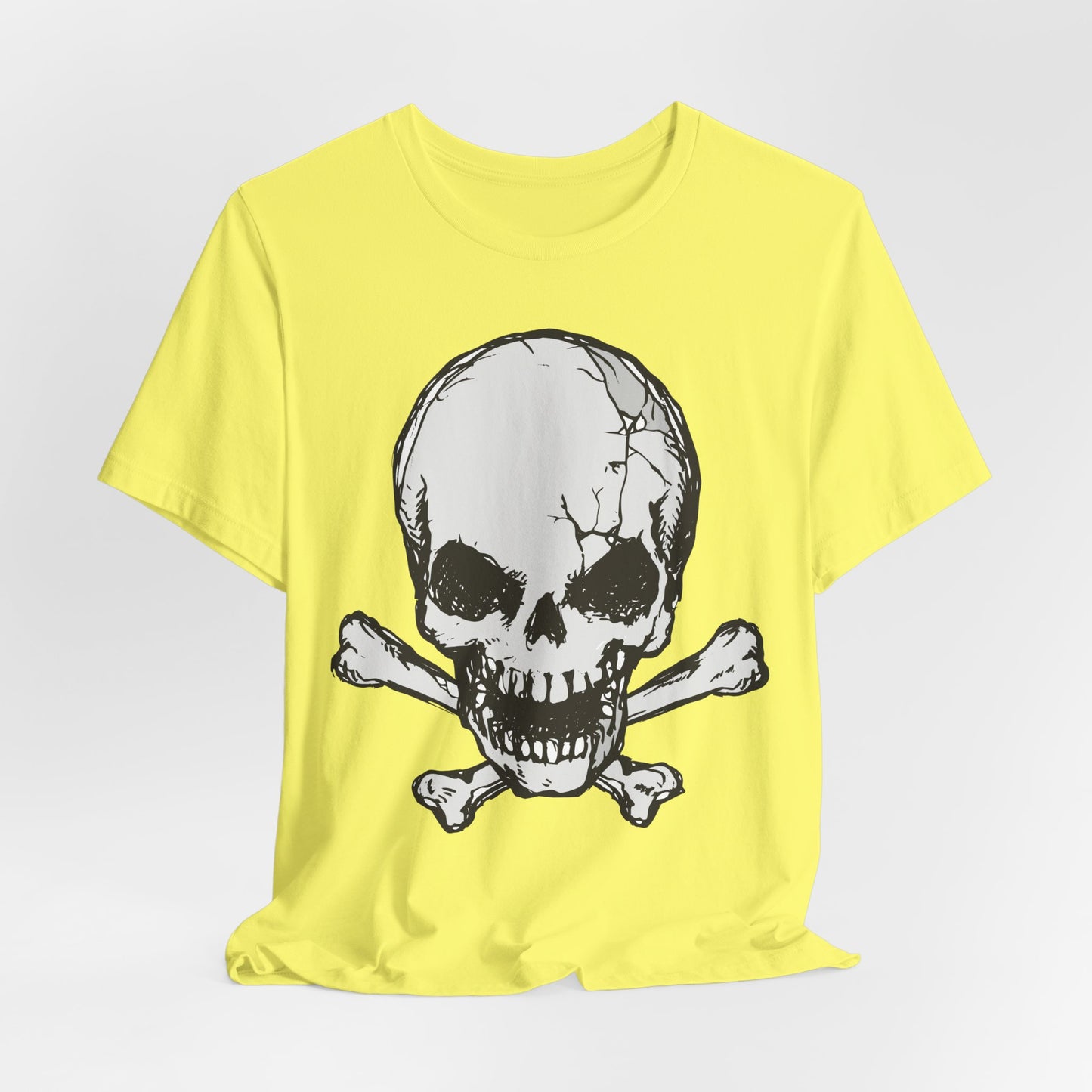 Grey Skull Graphic Design Tee, Skull Shirt, Vintage Tees, Art Design T-Shirt, Vintage Graphic Tee, Art Shirts with Skulls