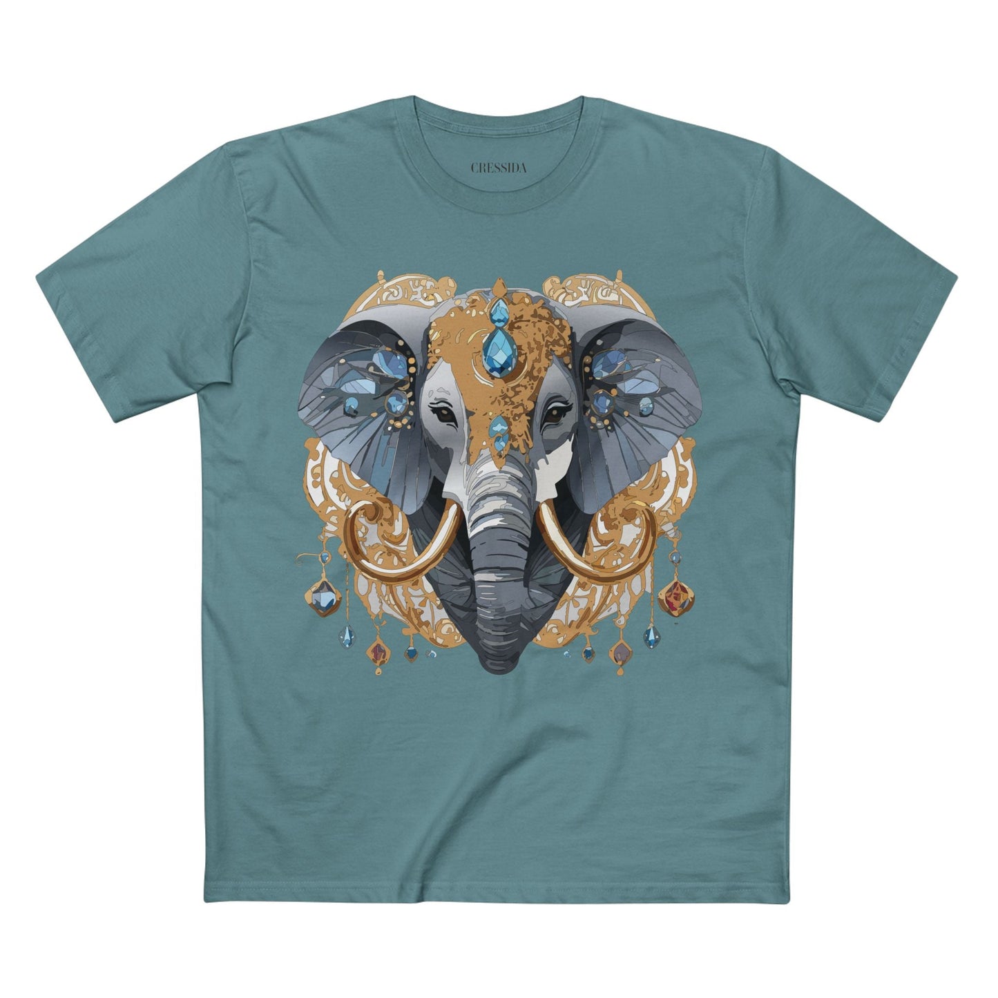 Elephant Graphic Unisex 100 Cotton Tee With Unique Animal Golden Medallion Art Design 39