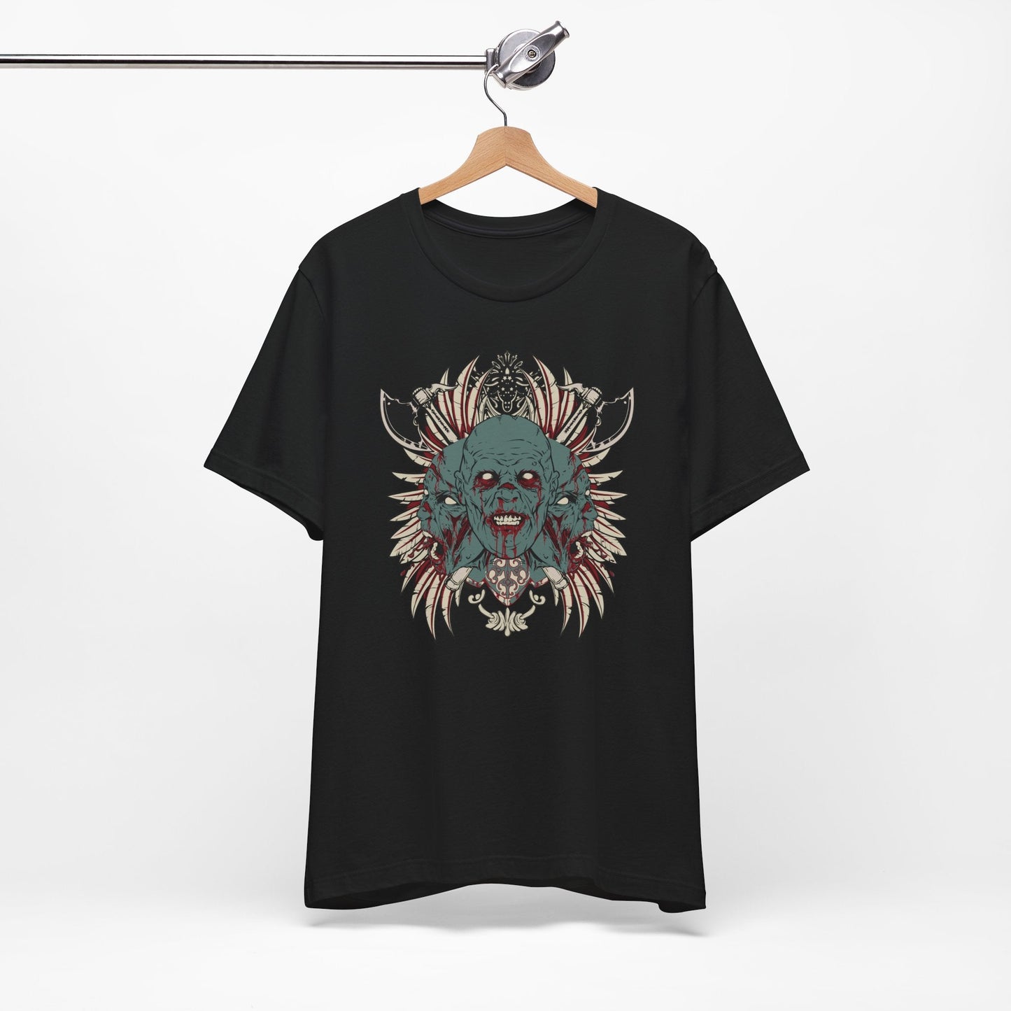 Zombie Skull Mandala T-Shirt Horror Graphic Tee, Gothic Skull Art-54-2