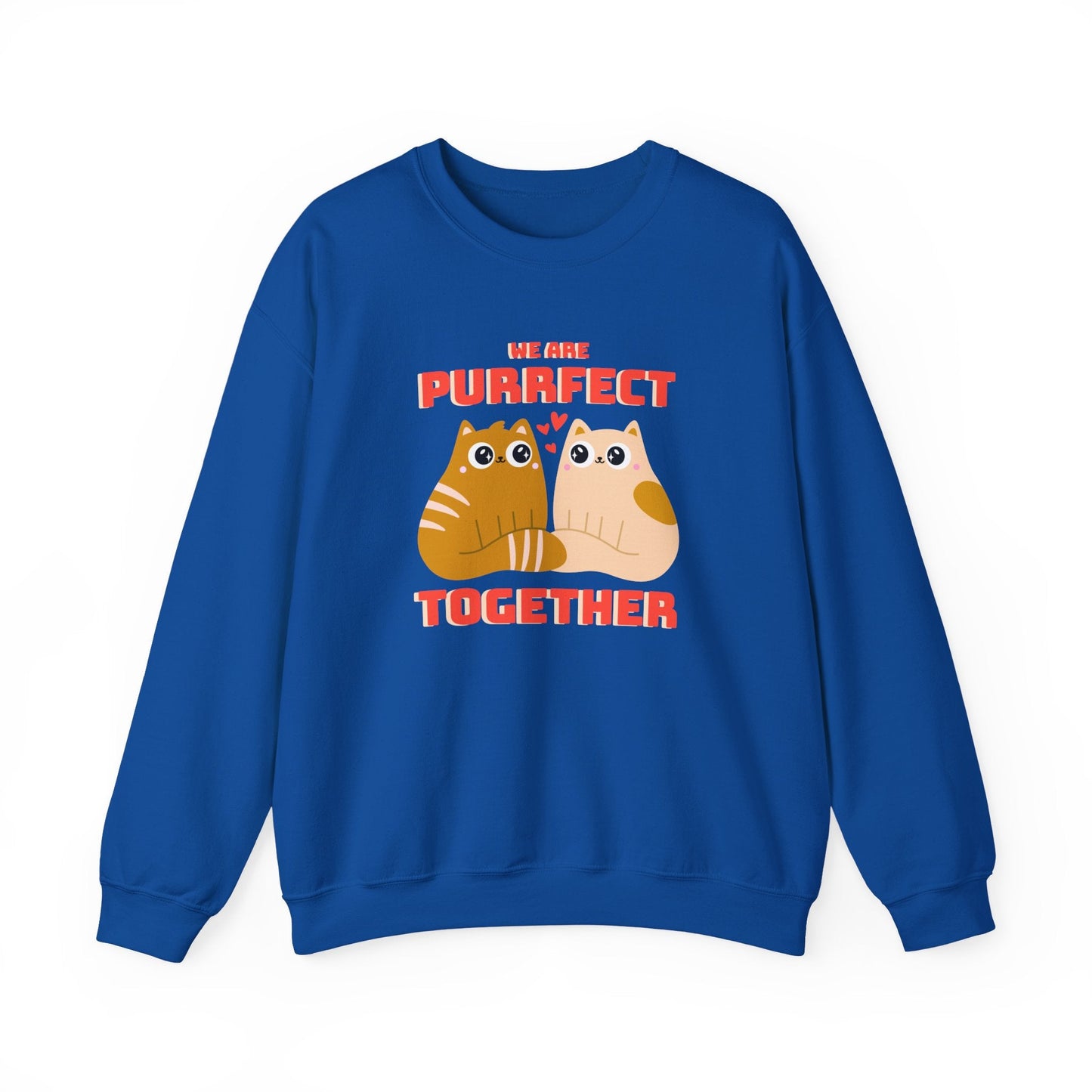 Cat Heart Sweatshirt Unisex 50/50 Cotton-Poly Blend Valentine Gift For Cat Lovers