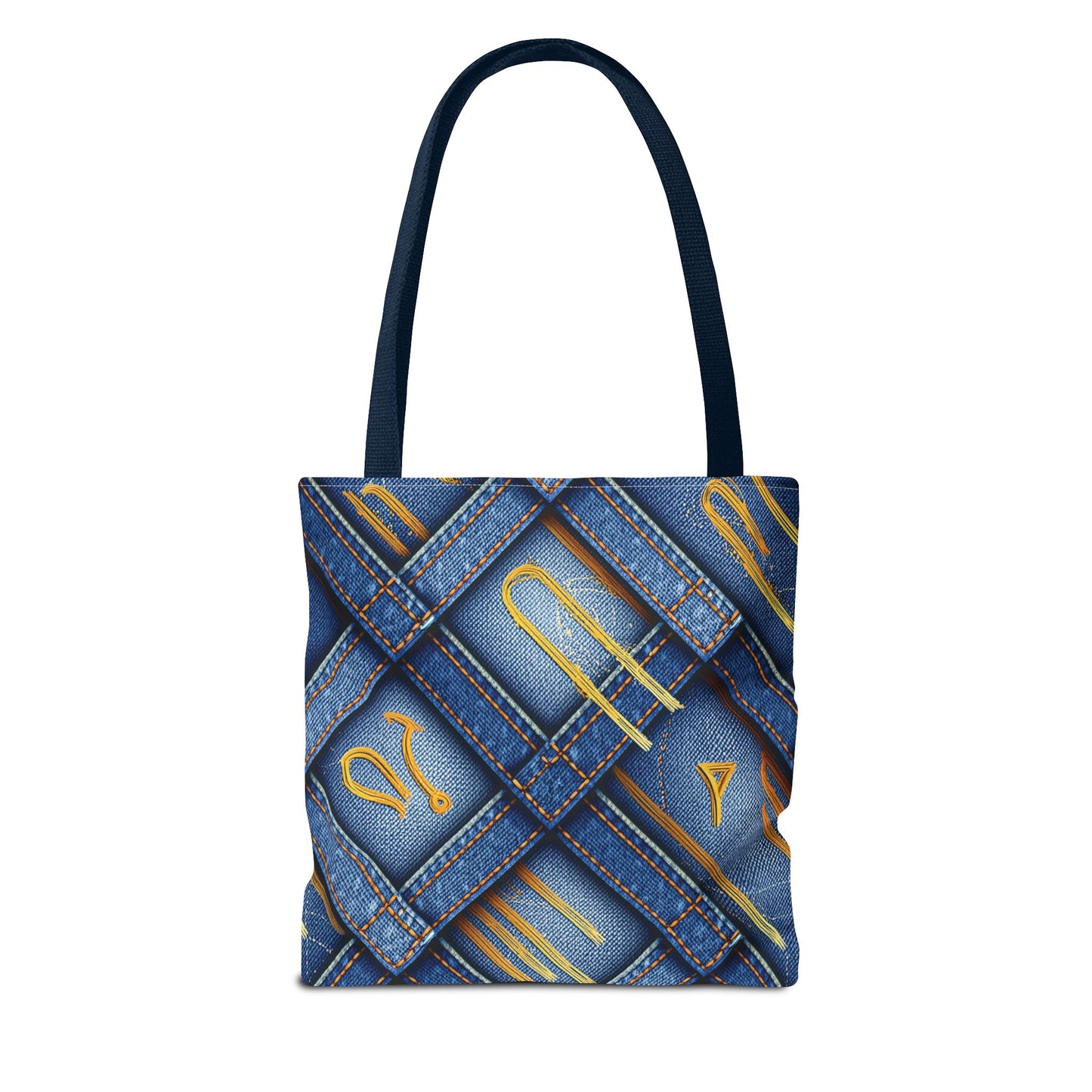 Denim Fabric Imitation Print Unisex Canvas Bag Poly Spun 3 Sizes Tote Bag 184-3