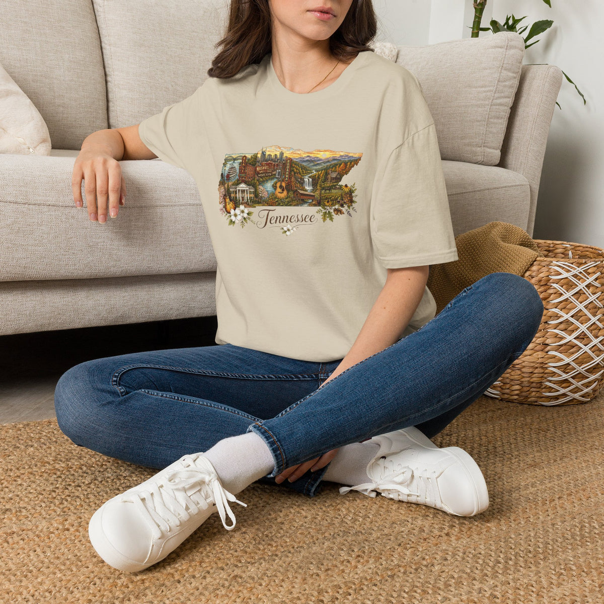 Tennessee Vintage State Map Graphic Design Unisex 100 Cotton Gildan T-Shirt