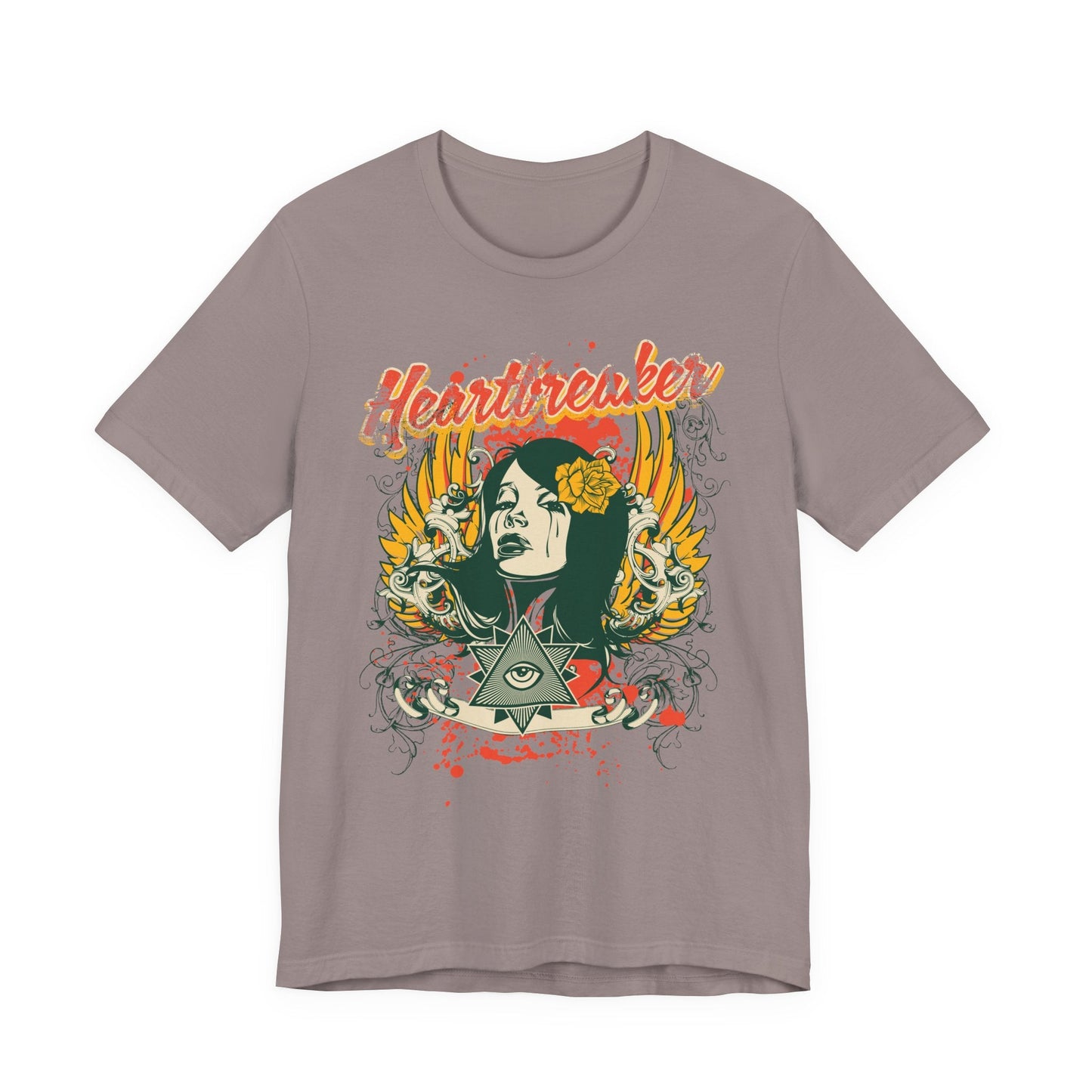 Heartbreaker Illustration Tee Retro Femme Portrait Floral Skull Graphic T-Shirt